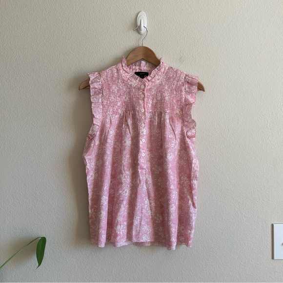 J. Crew Tops - J. Crew Pink Floral Smocked Top